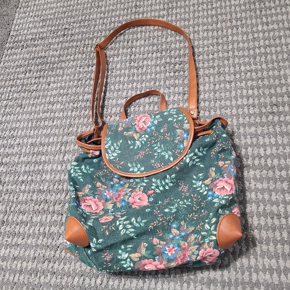 vintage 1994‎ Avon Garden Tapestry shoulder bag green floral pattern VTG - Picture 3 of 16